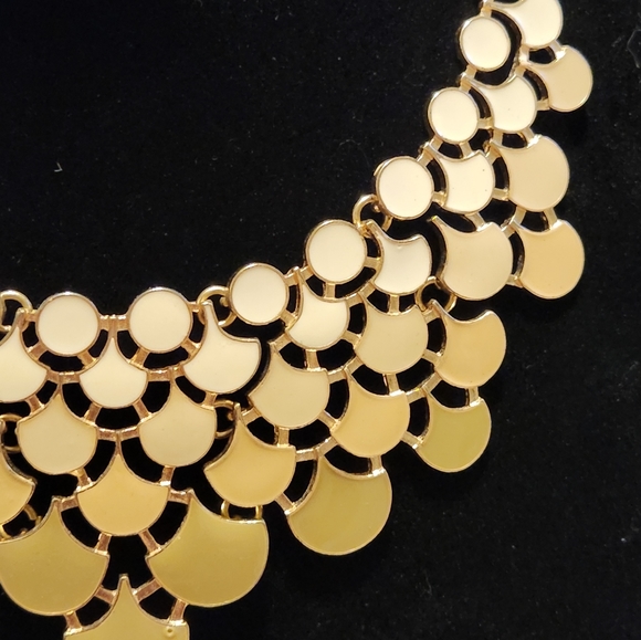 Mika Signed Gold Tone Enamel Art Deco Cleopatra Bib Statement Choker Necklace - Picture 3 of 6